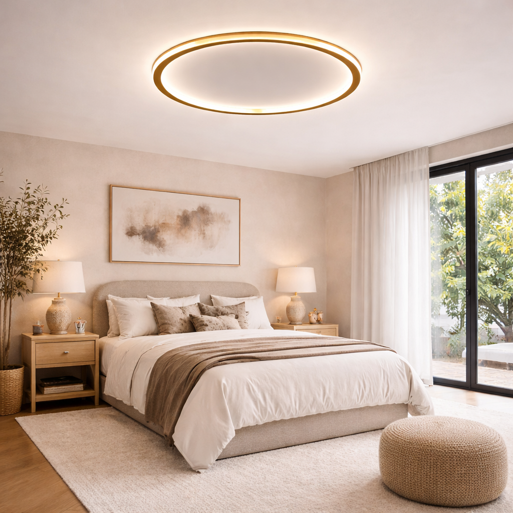 Runde LED-Deckenleuchte mit modernem Lichtkreis