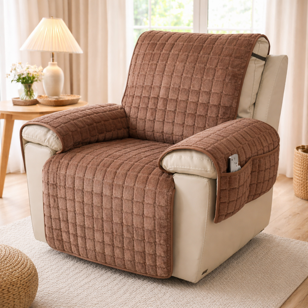 Lænestolsovertræk med ternet mønster