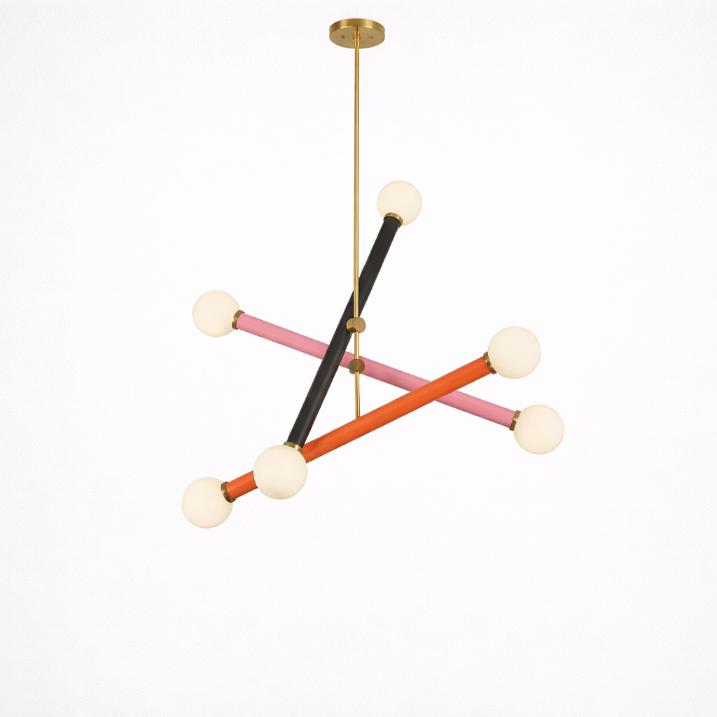 Kleurrijke Hanglamp Met Art Deco Geïnspireerde Vorm