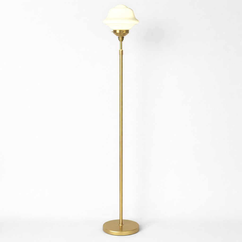 Vloerlamp Met Glazen Kap En Slanke Basis