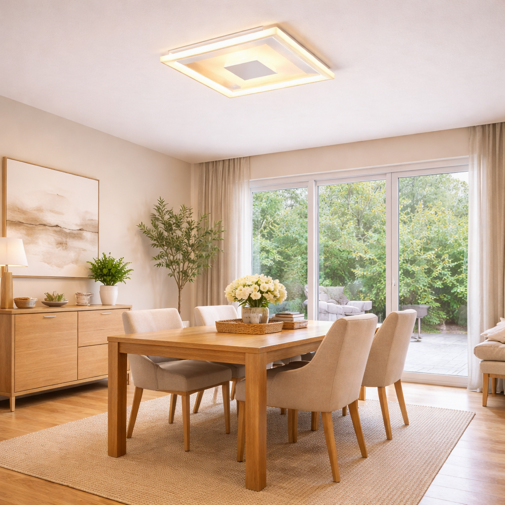 Vierkante Plafondlamp Met Strakke Vormgeving