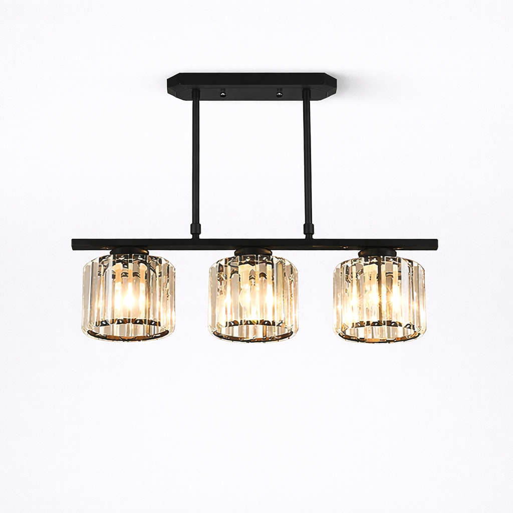 Elongated Pendant Lamp with Multiple Glass Light Points