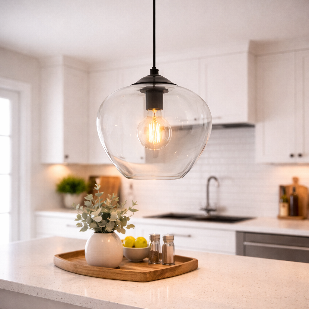 Grote Glazen Hanglamp Met Transparante Kap