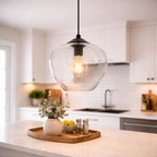 Grote Glazen Hanglamp Met Transparante Kap