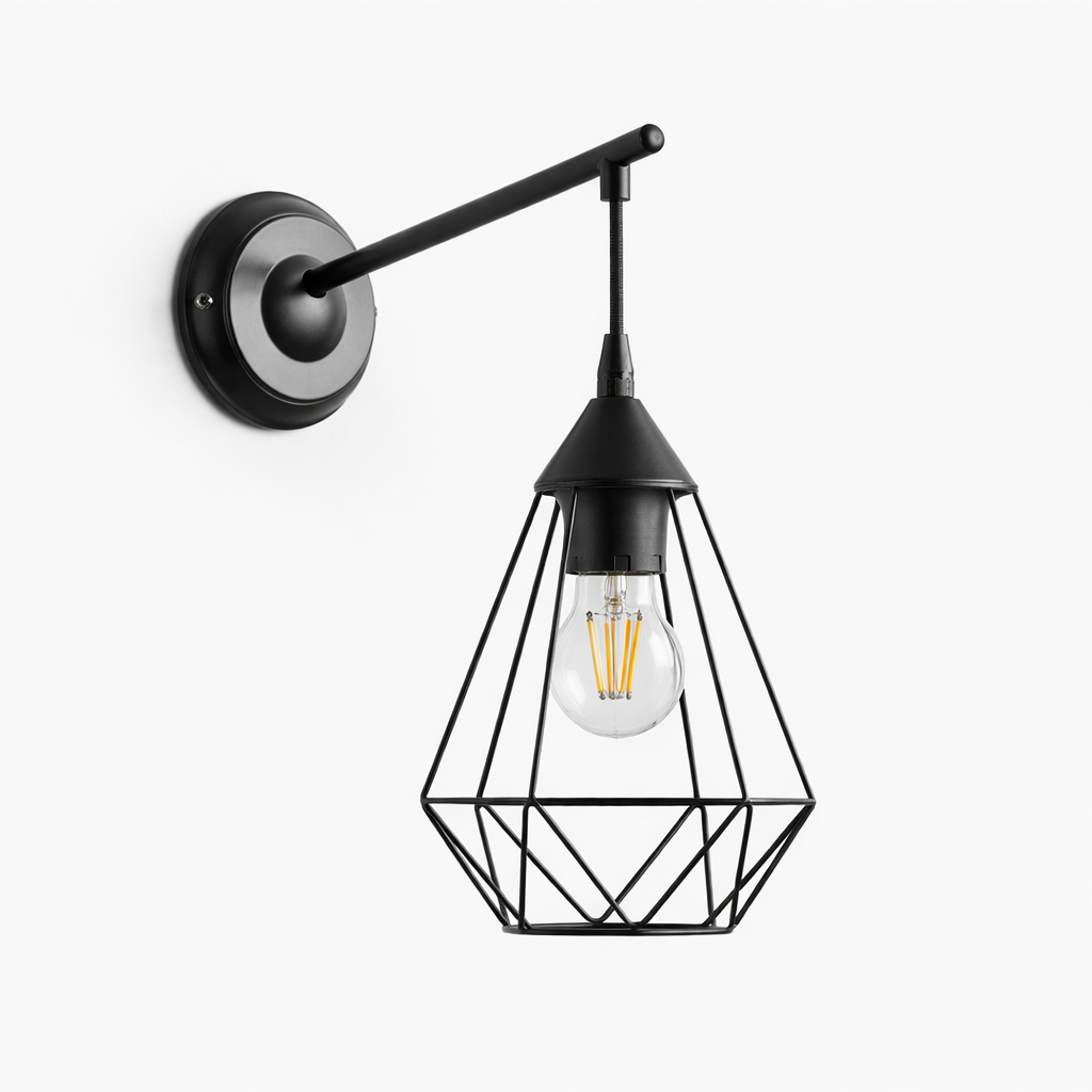 Wandlamp Met Taps Toelopende Draadkap