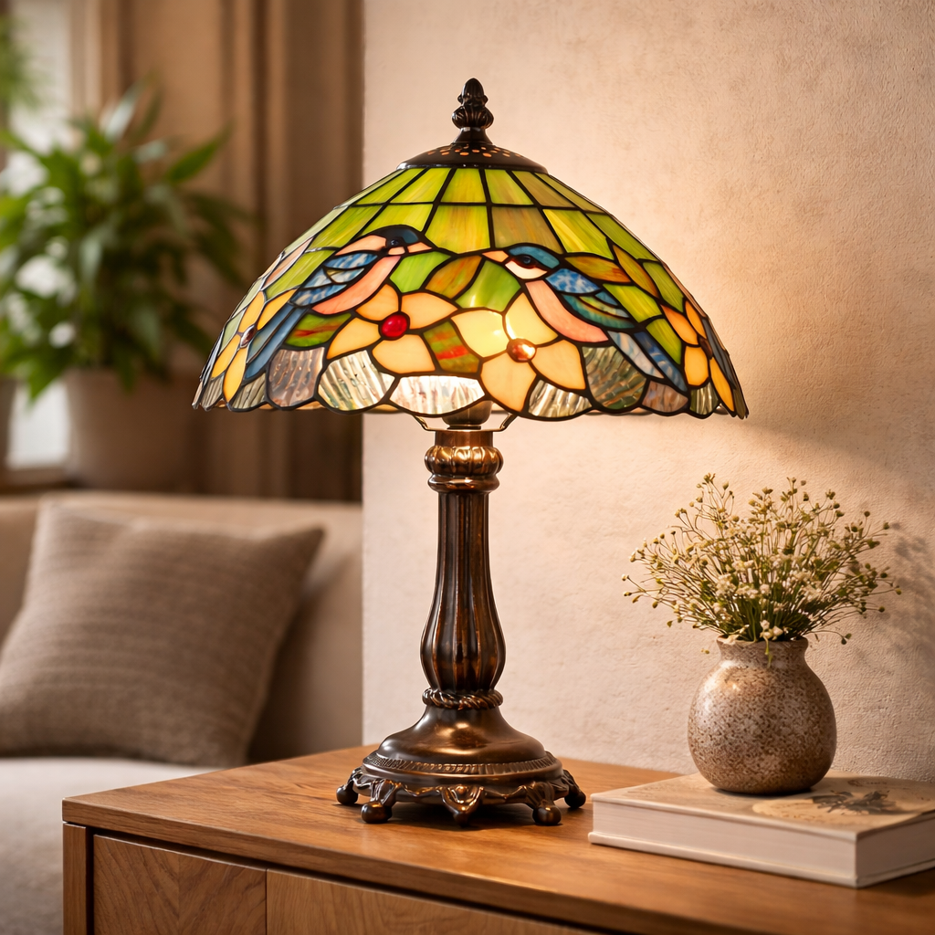 Tafellamp Met Vogelvorm En Decoratieve Lampenkap