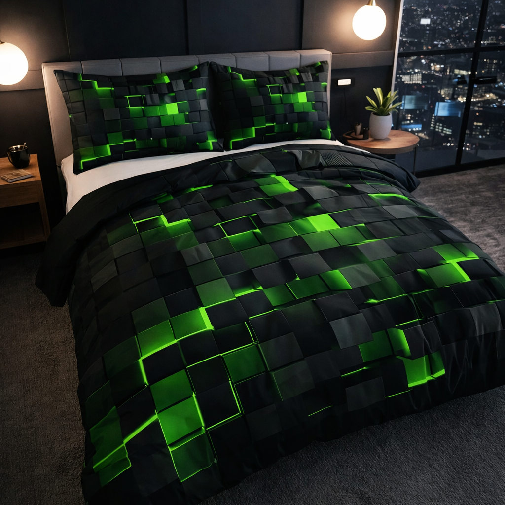 Housse de Couette avec Motifs Géométriques Linéaires