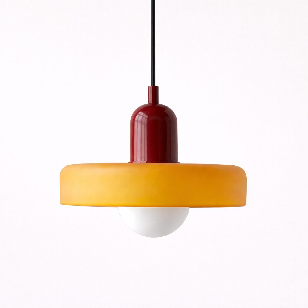 Mid-century pendant fixture with glass shade
