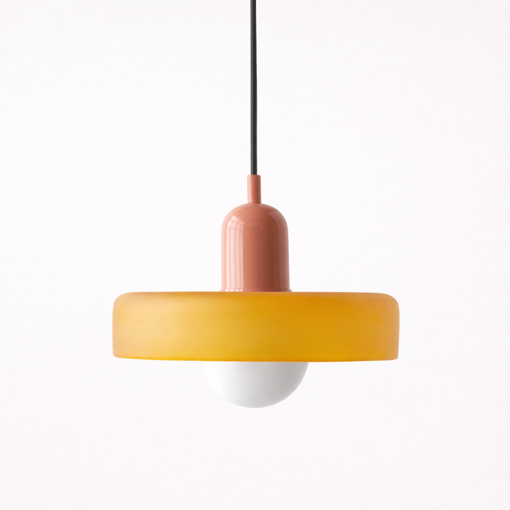 Mid-century pendant fixture with glass shade