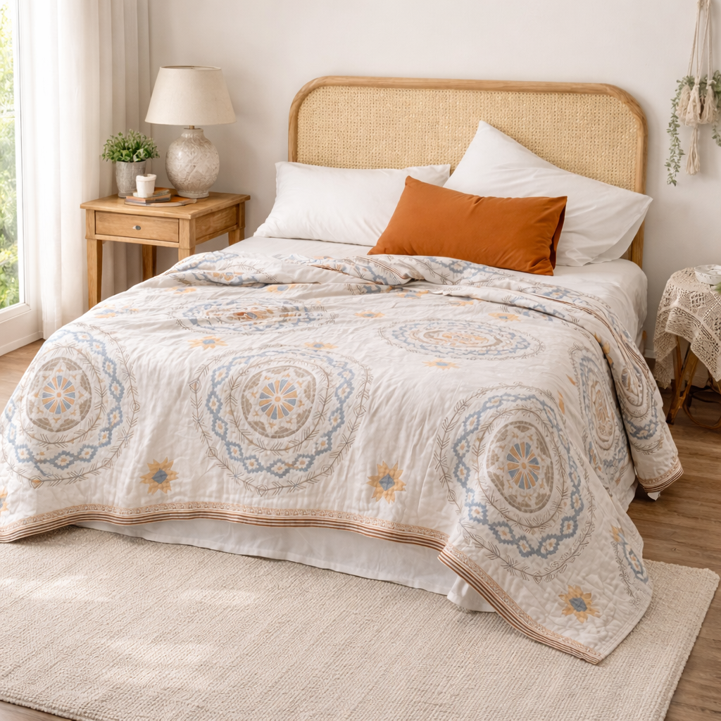 Plaid en Coton à Motif Mandala