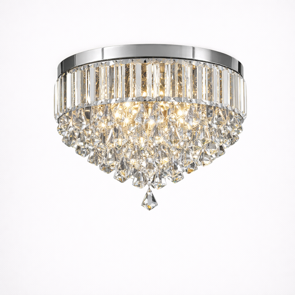 Moderne opbygget loftlampe med krystalfinish