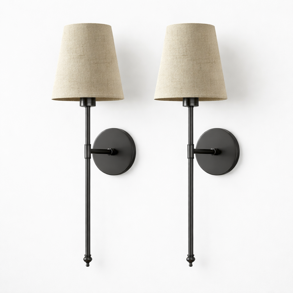 Wireless Wall Lamps in Sand Tone – Set of Two