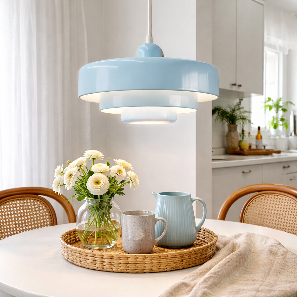 Three-Part Disc Pendant Lamp in Macaron Style