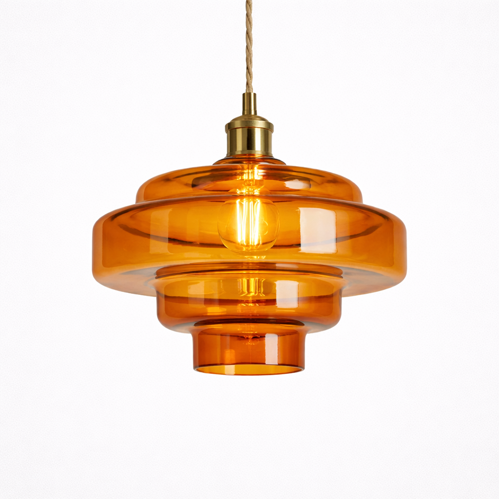 Orange glas hængelampe i macaron-stil