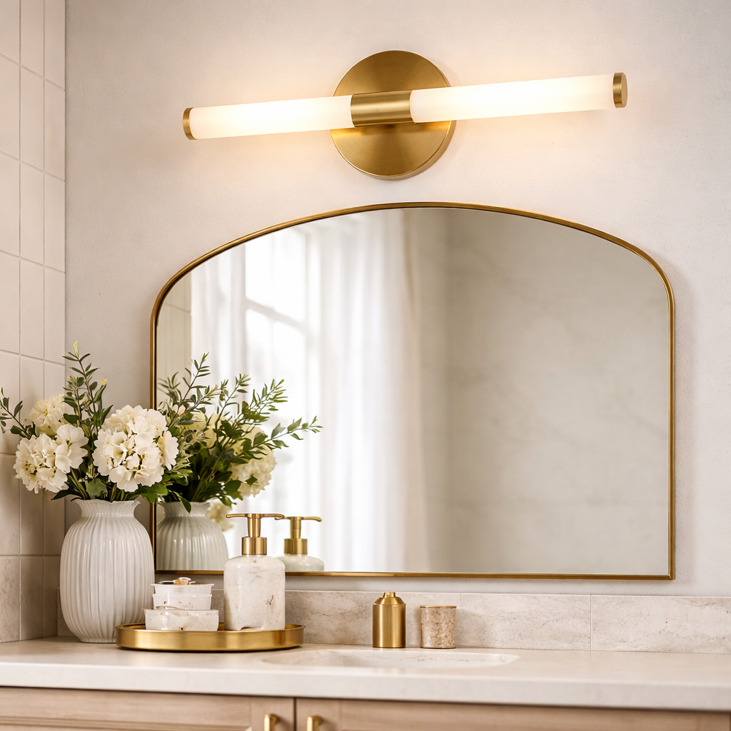 Badkamer Wandlamp Met Gesloten Glazen Kap