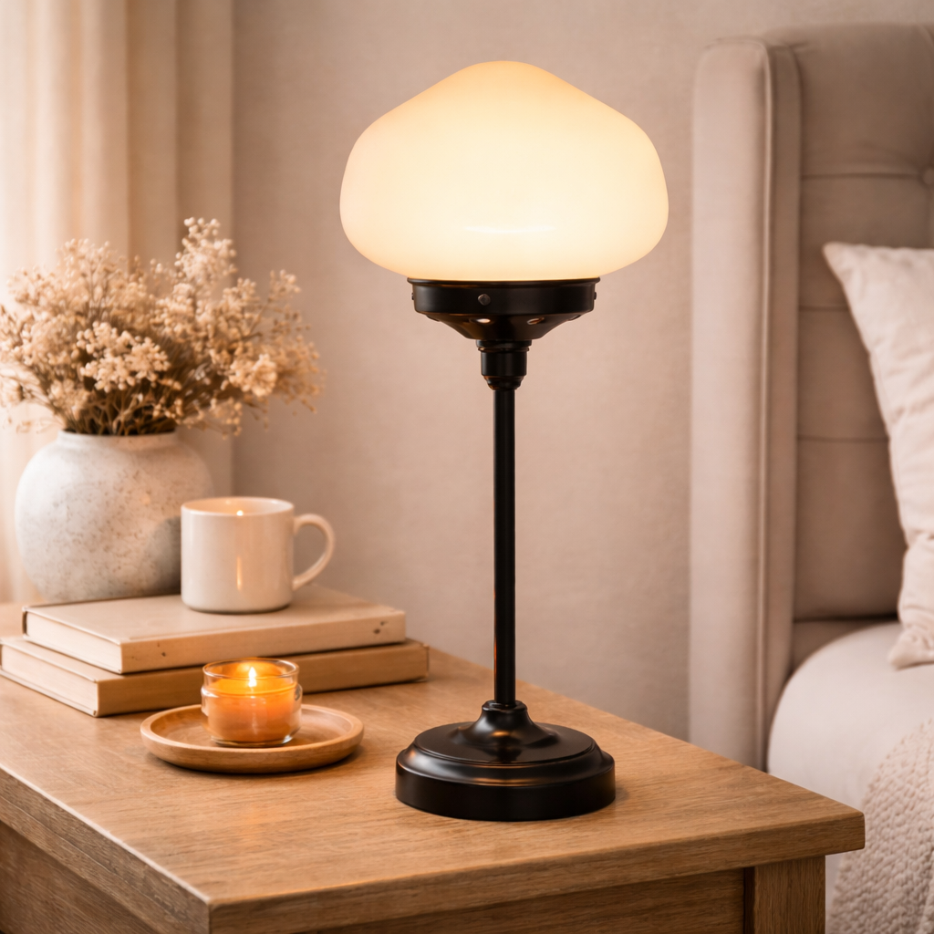 Table Lamp With Classic Base And Fabric Lampshade