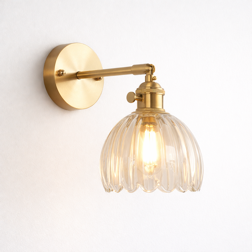 Vintage Wall Lamp with Tulip-Shaped Glass Shade
