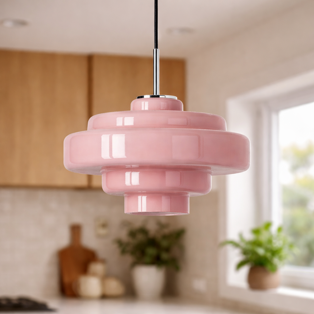 Orange glas hængelampe i macaron-stil