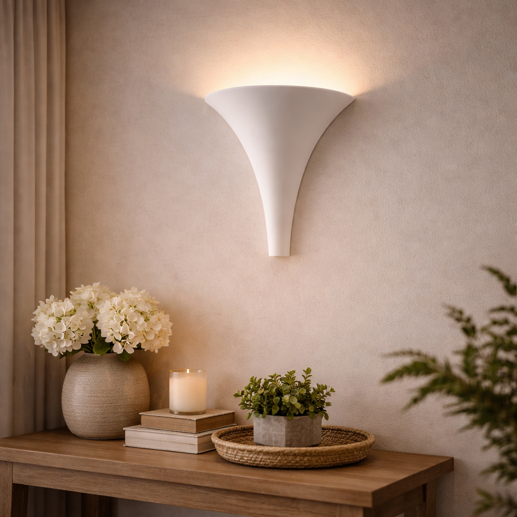 Wandlamp Met Trechtervormige Kap In Aardetinten