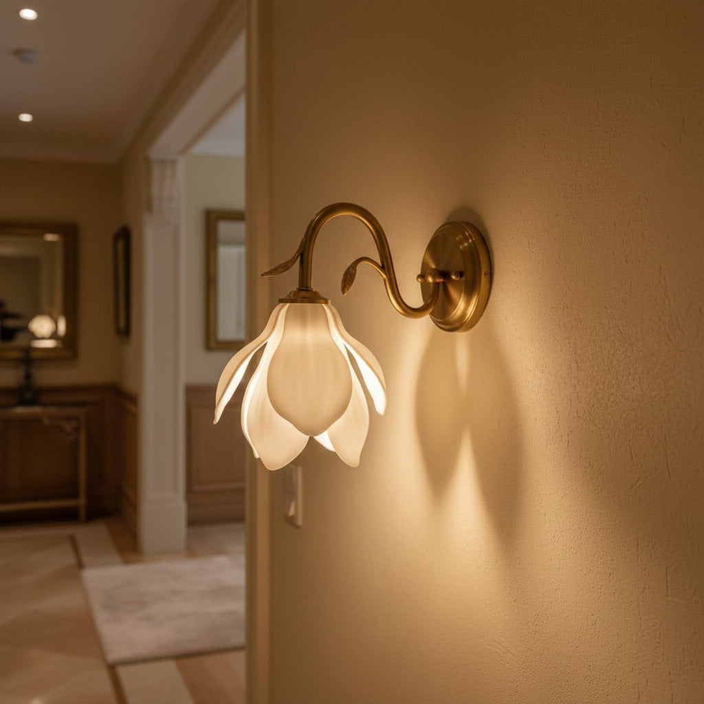 Liora Bloom Wall Light mounted in elegant hallway