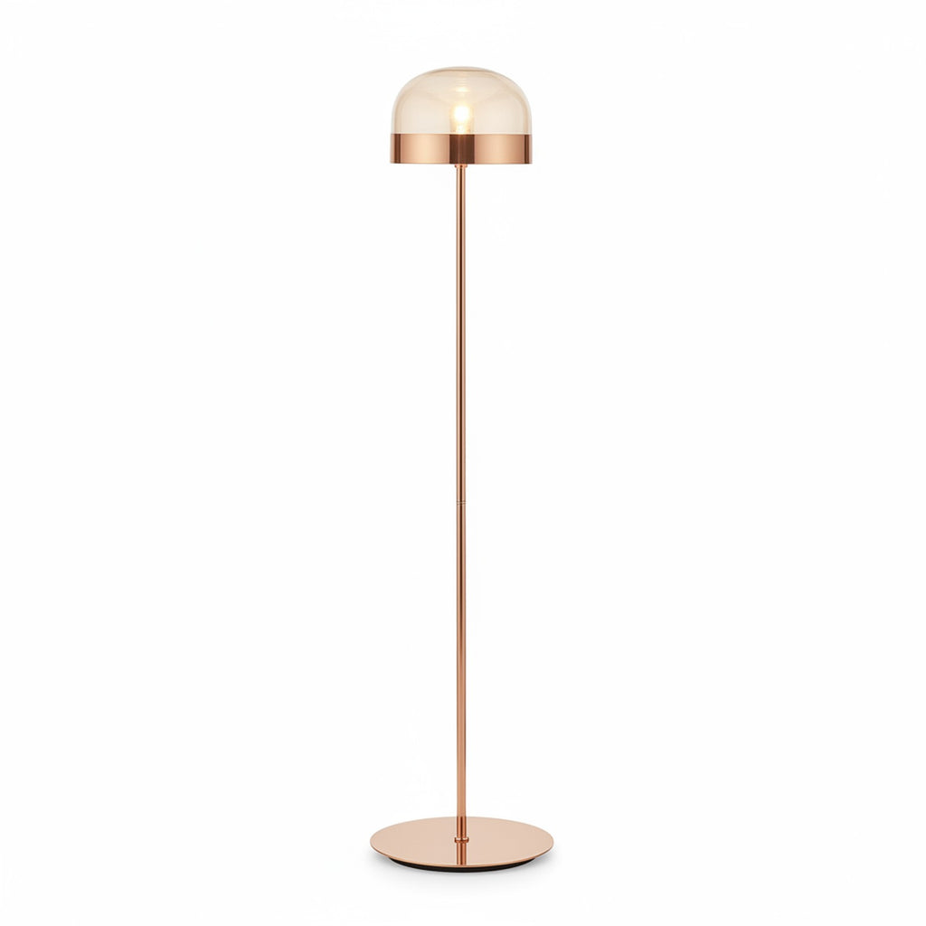Iron and Champagne Glass Floor Lamp Rose Gold - White Background Product Shot