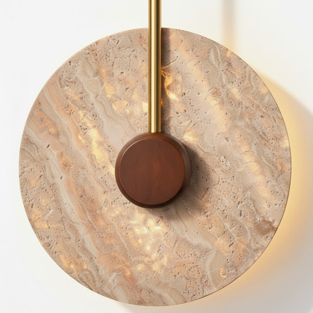 Veil Travertine Wall Lamp - Stone Texture Detail