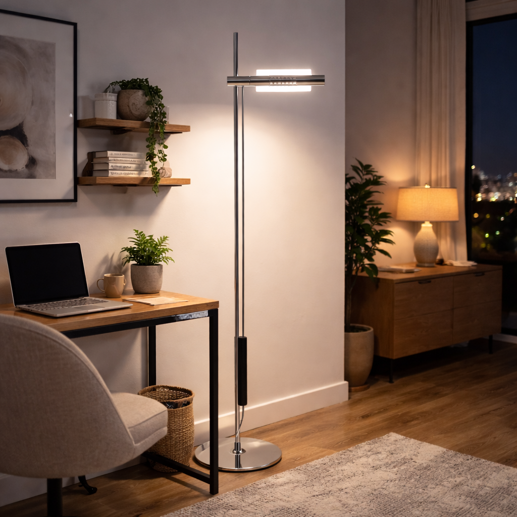LED standing lamp with dim-to-warm function