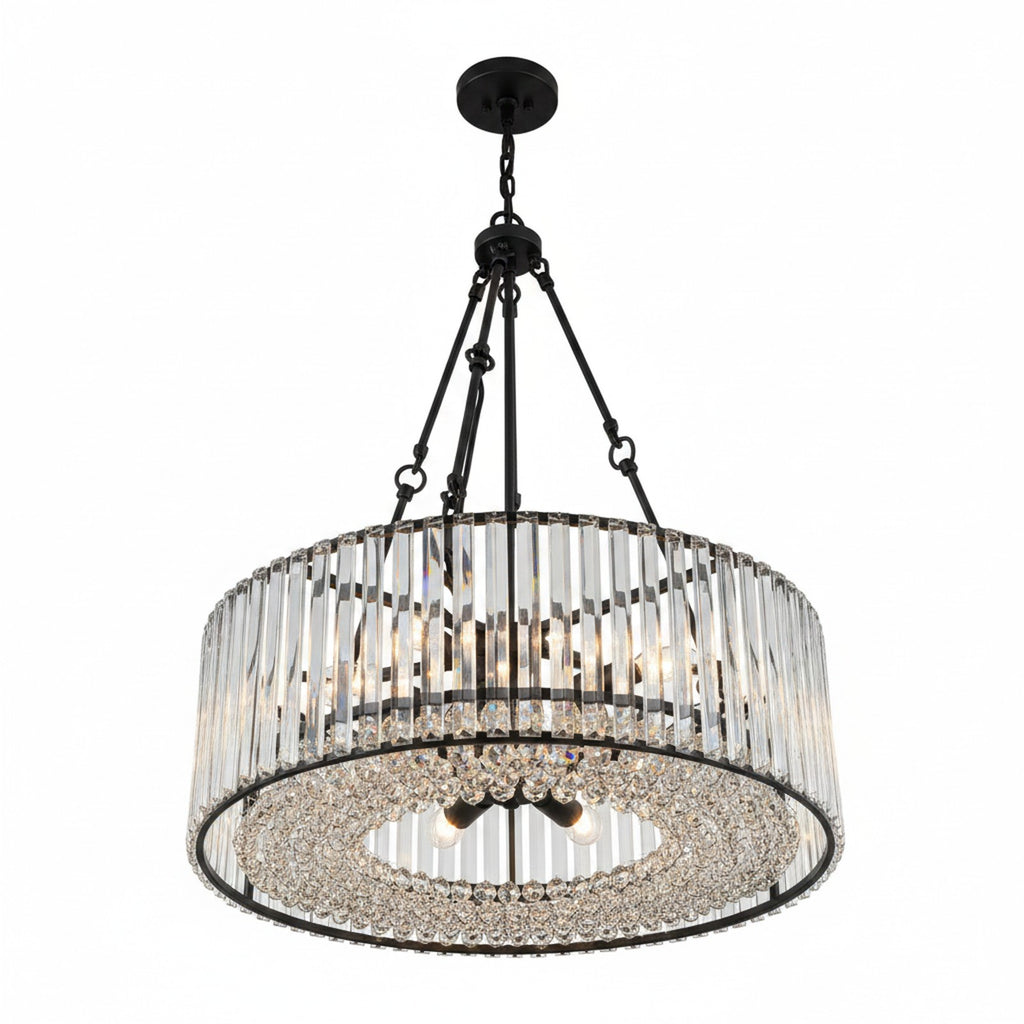 Black Crystal Chandelier with Adjustable Chain - Alternate Angle