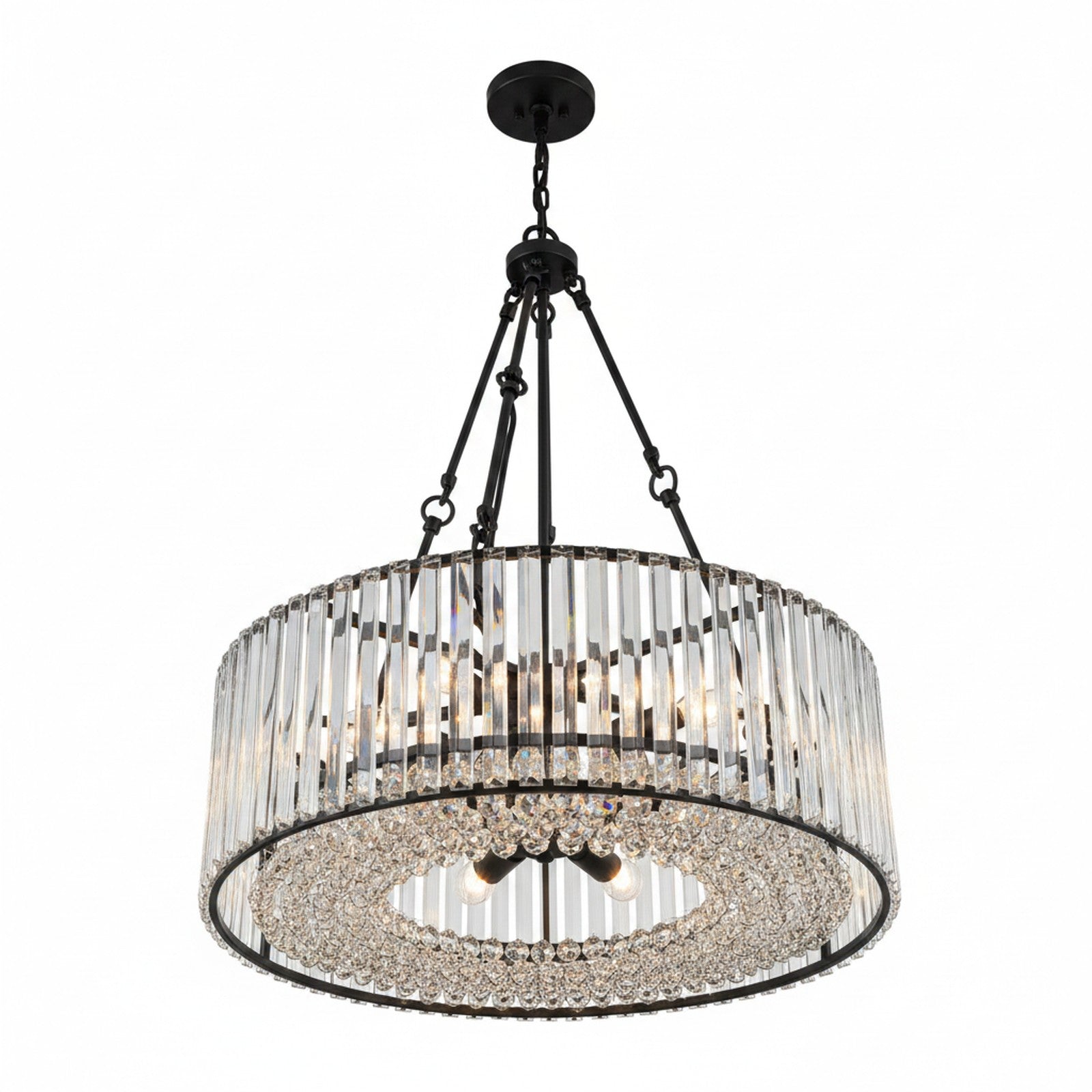 Black Crystal Chandelier with Adjustable Chain - Alternate Angle