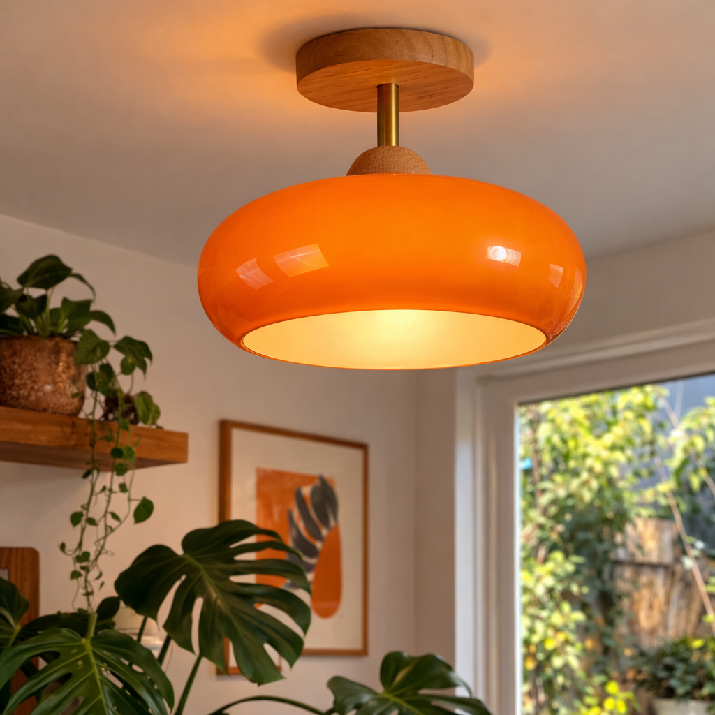 Bauhaus Plafondlamp met Glazen Schijfdesign