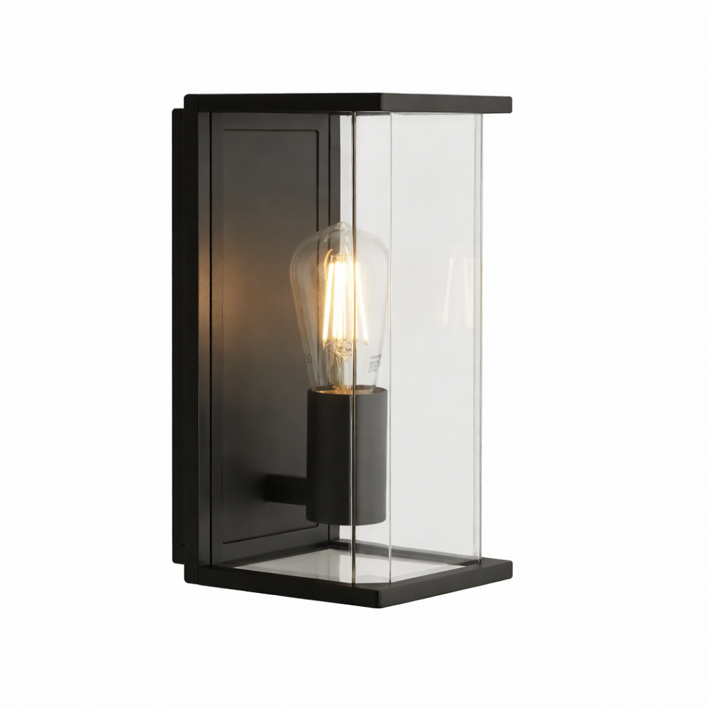Buitenwandlamp Met Transparante Kap In Donkergrijs