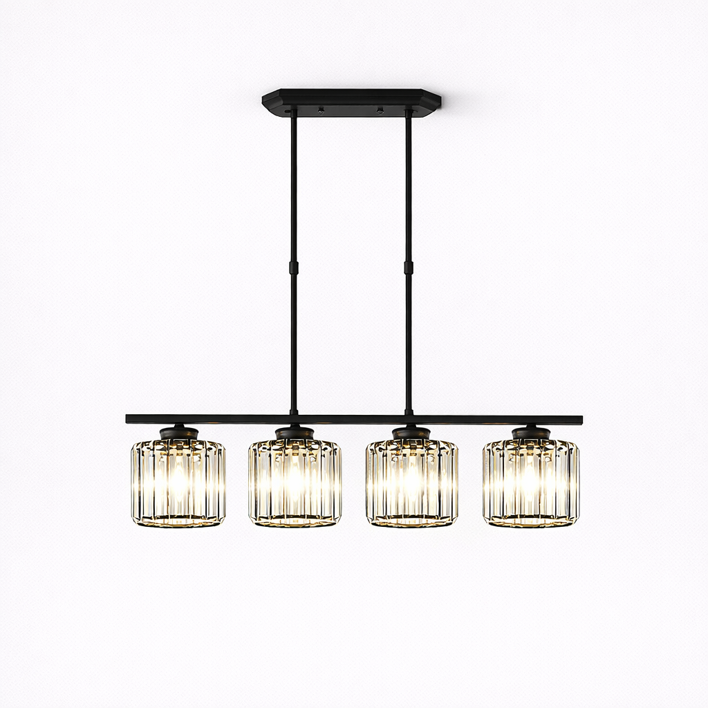 Elongated Pendant Lamp with Multiple Glass Light Points