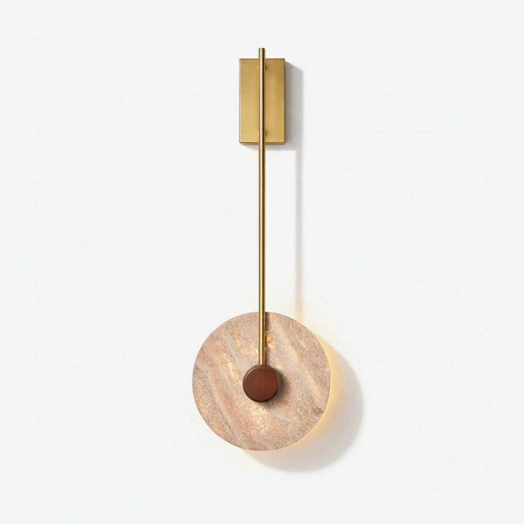 Veil Travertine Wall Lamp - natural stone on white background
