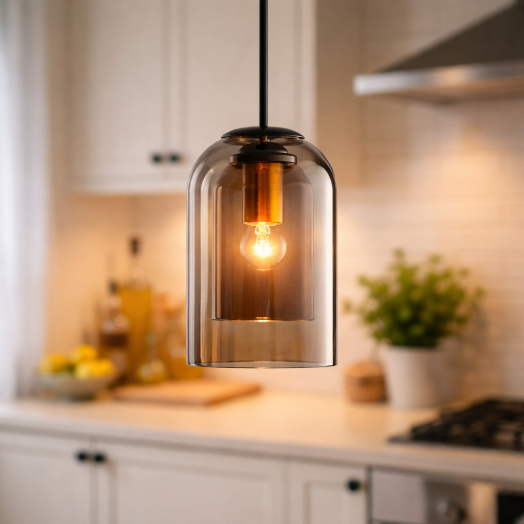 Mid-Century Pendant Lamp with Double Glass