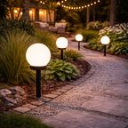 Solar Garden Lamps in Spherical Shape – Set of 3
