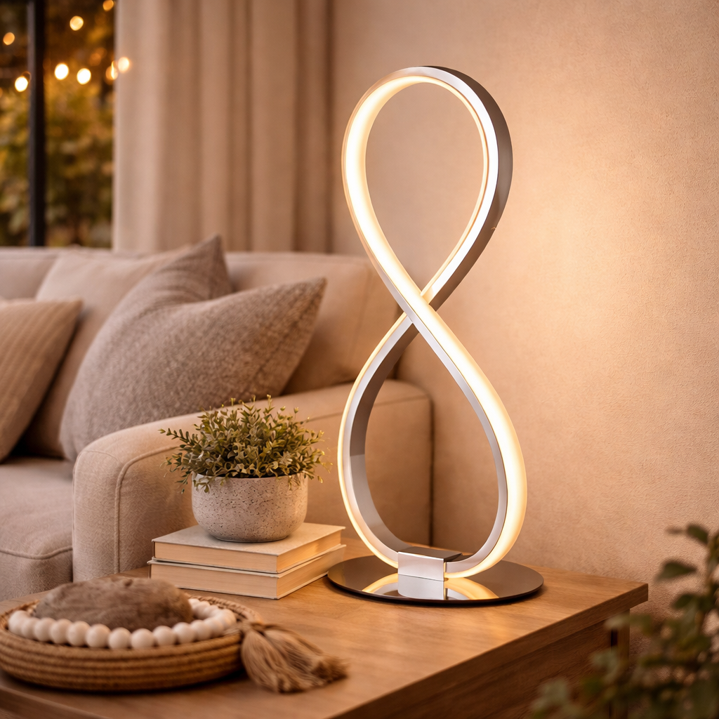 LED Tafellamp Met Infinity Vorm En Chromen Afwerking