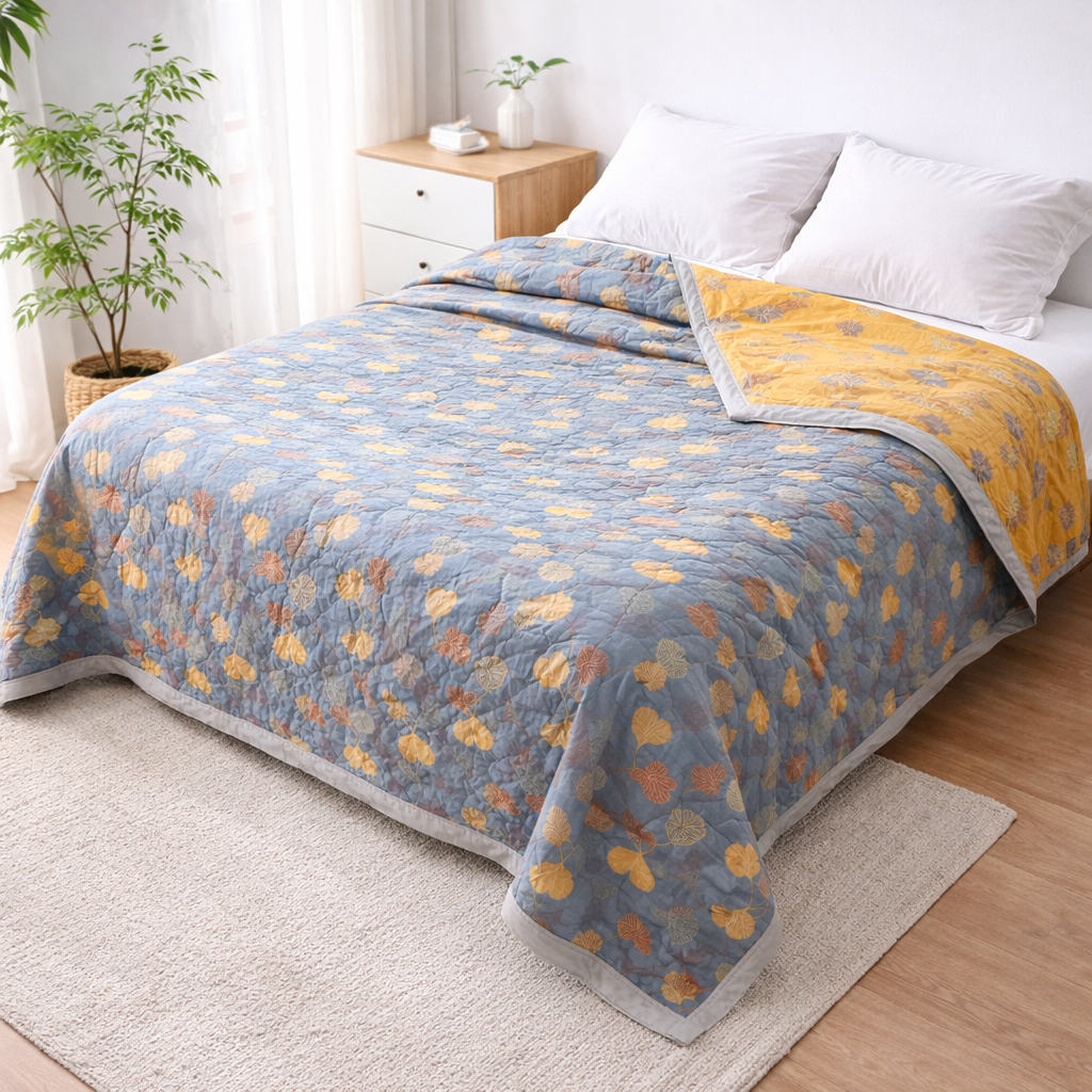 Plaid med ginkgo-bladmotiv