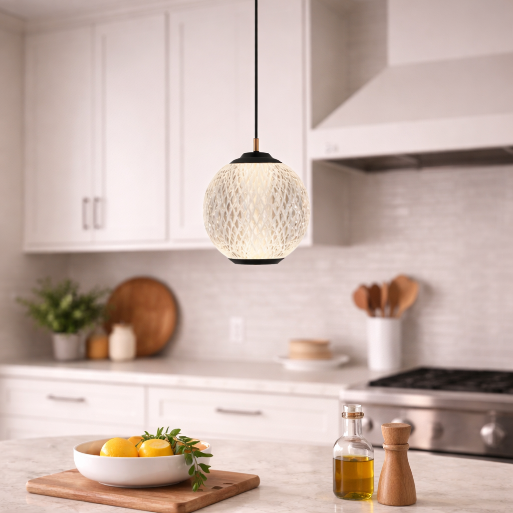 LED-Hängelampe mit einer Lichtquelle und klarer Form