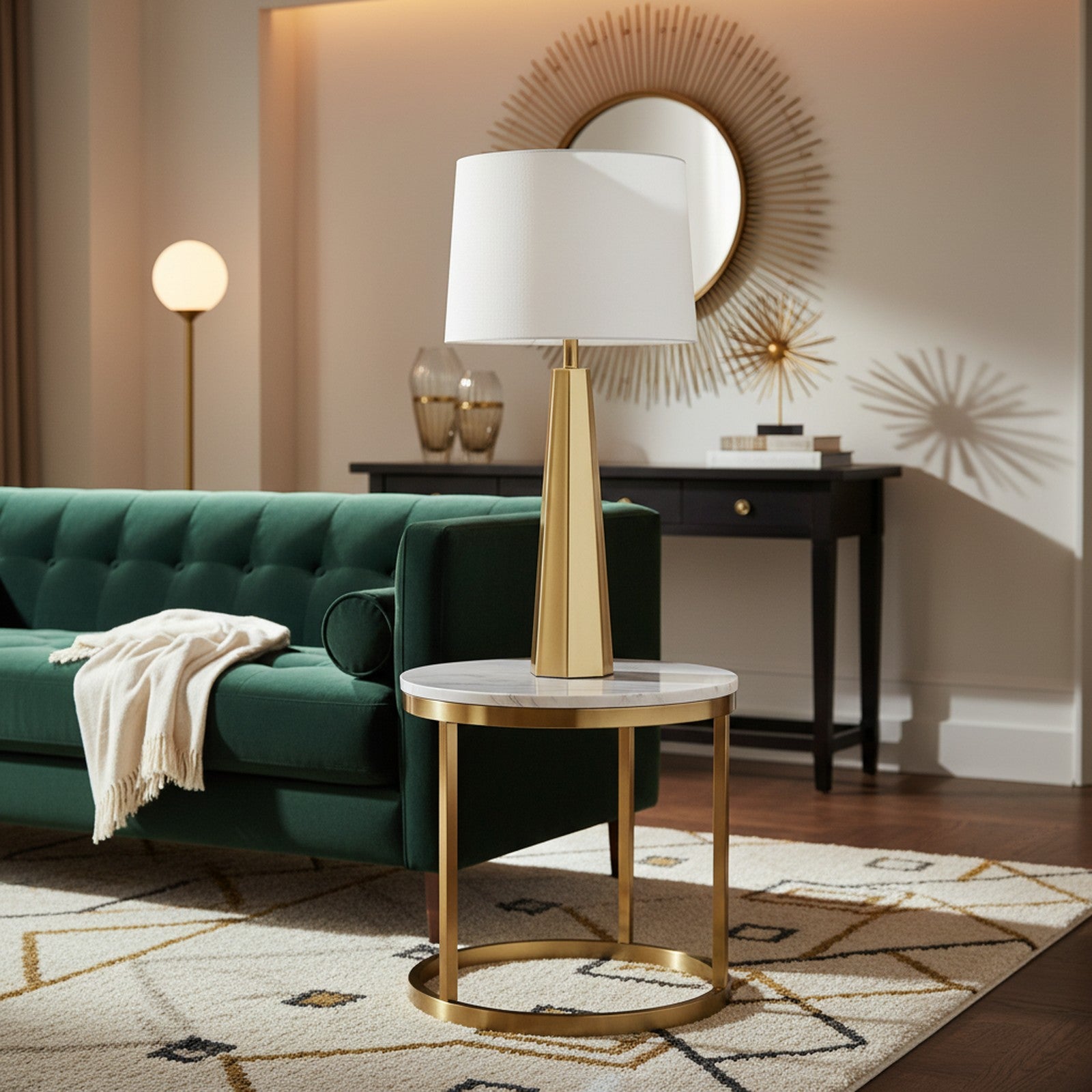 Anechdoche Table Lamp in glamorous living room on marble side table