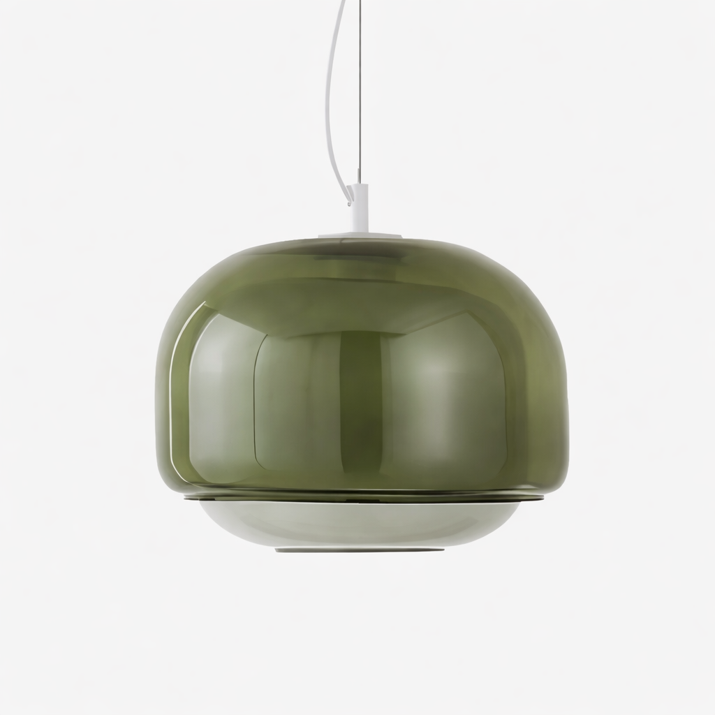 Spherical Pendant Lamp with Colored Glass Design