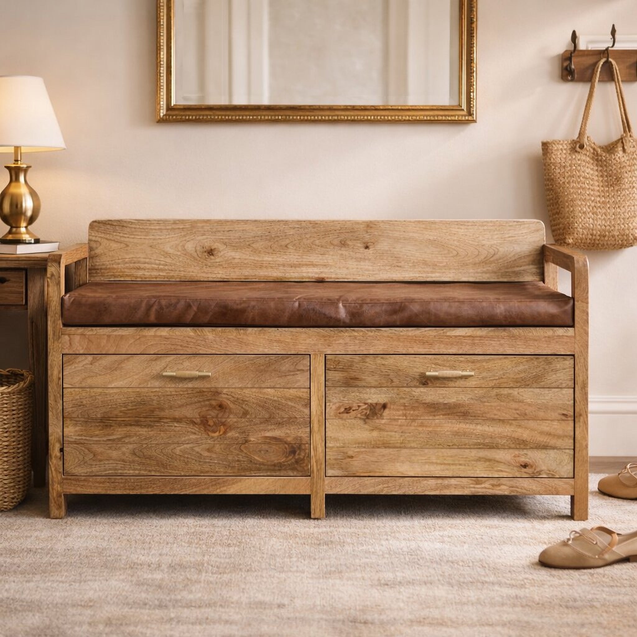 Oili Leather Bench