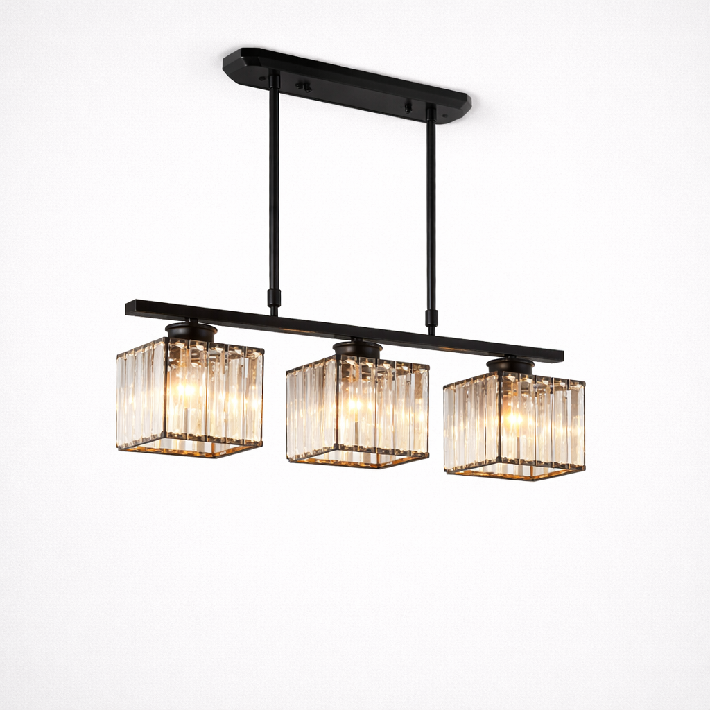 Elongated Pendant Lamp with Multiple Glass Light Points