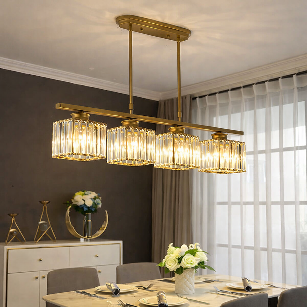 Elongated Pendant Lamp with Multiple Glass Light Points
