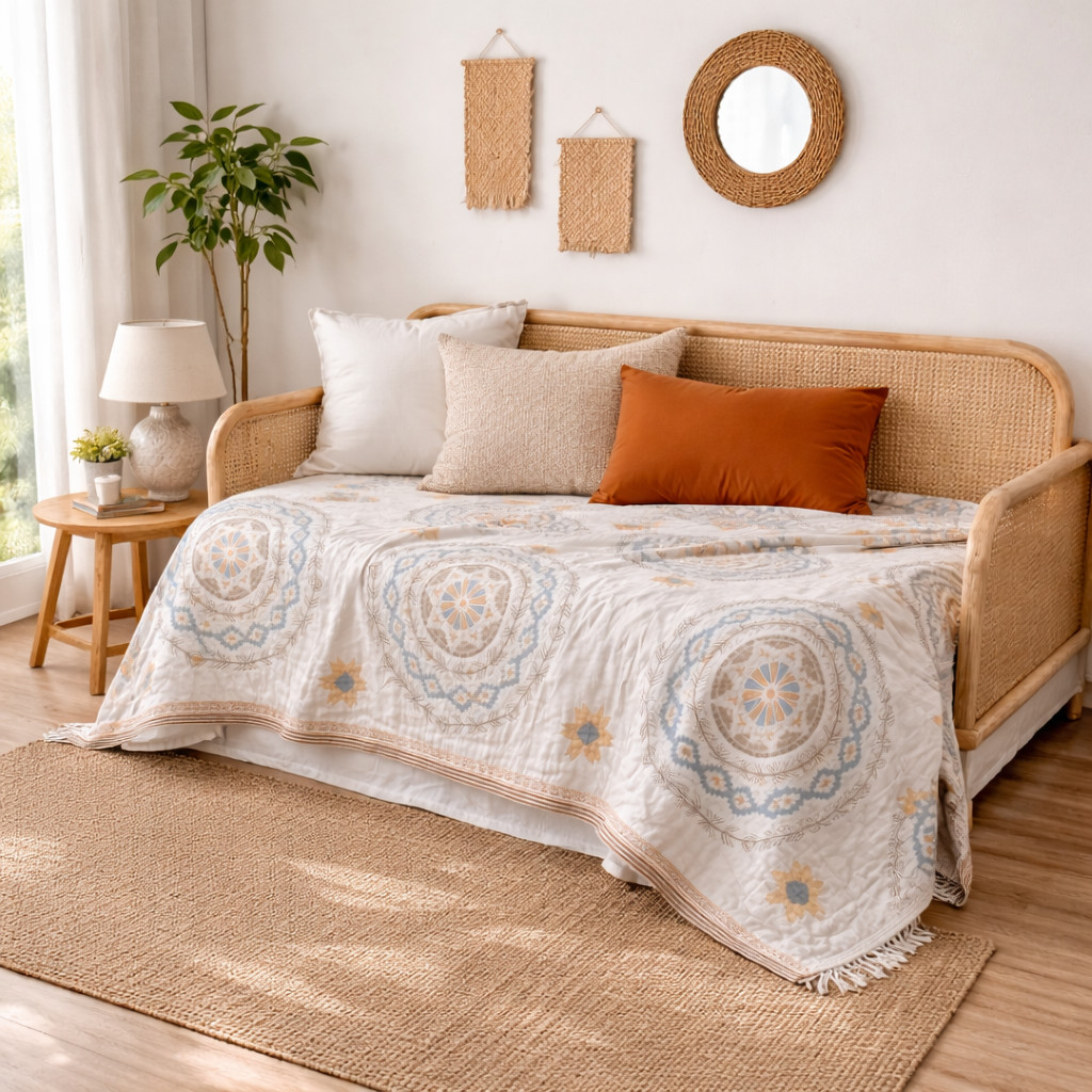 Plaid en Coton à Motif Mandala