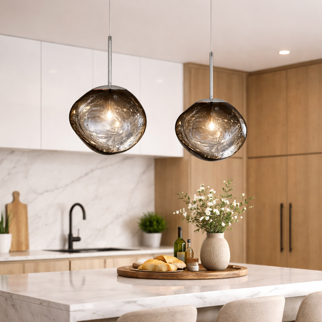 Artistieke Hanglamp Met Gesmolten Glas Effect