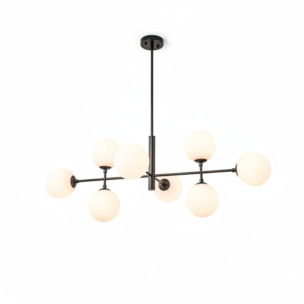 8-Light Linear Opal Glass Chandelier - White Background Product Shot