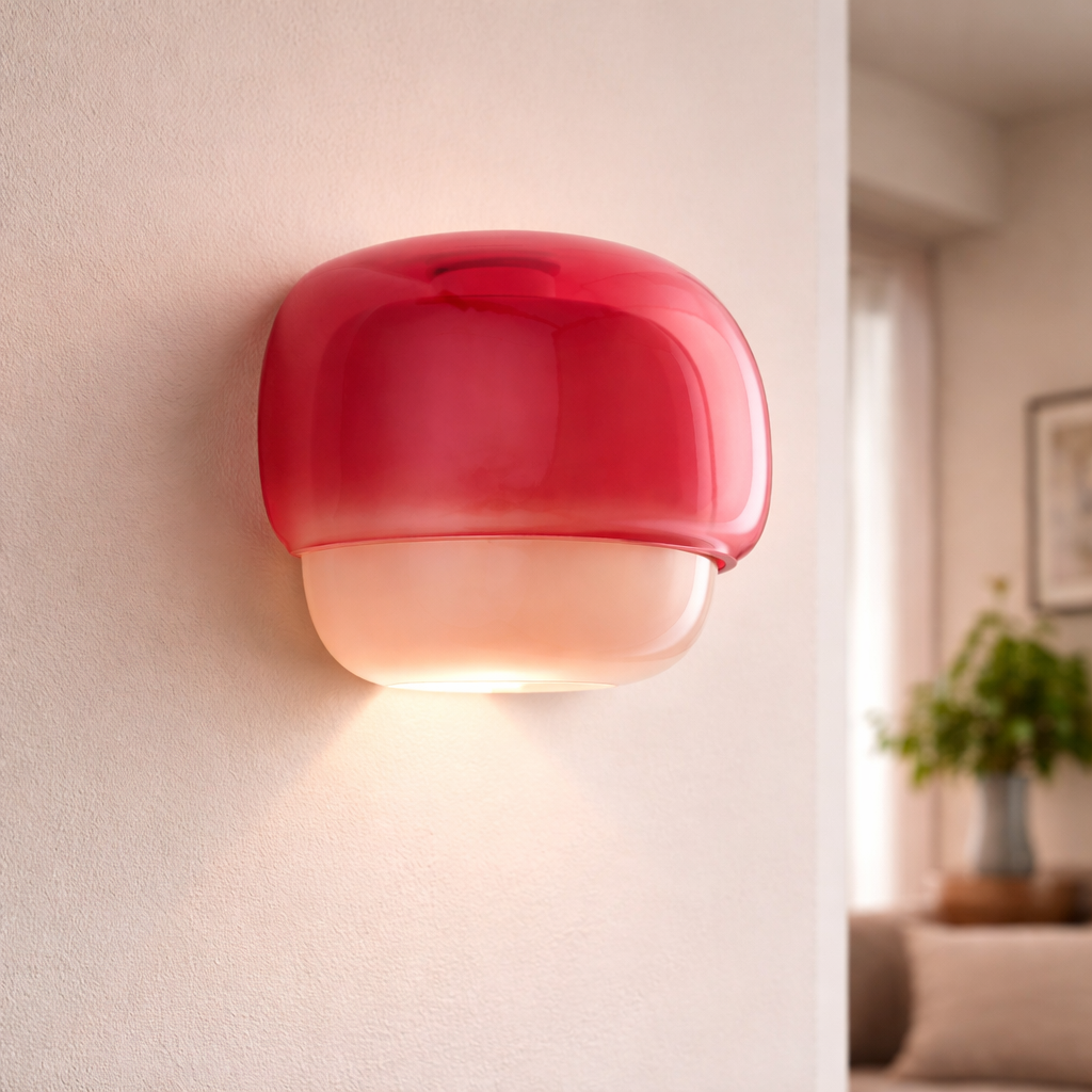 Wall Lamp with Colored Glass Shade in Macaron Style