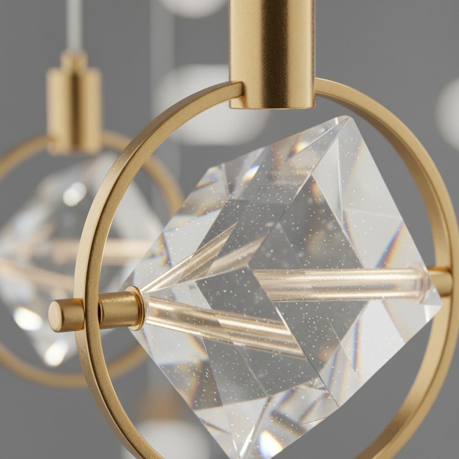 Hollywood Cube 3 Light Pendant Gold - Crystal Detail Close-up