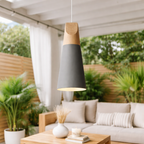 Suspension Moderne en Bois et Aluminium avec Douille E27