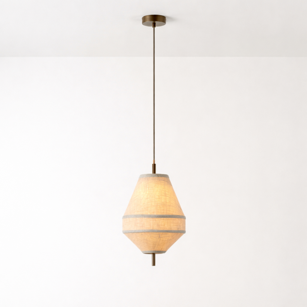 Pendant Lamp With Layered Shade And Brass Finish
